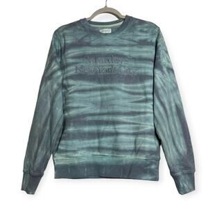 Saturdays New York City Embroidered Tie Dye Sweatshirt SIZE S Blue Green